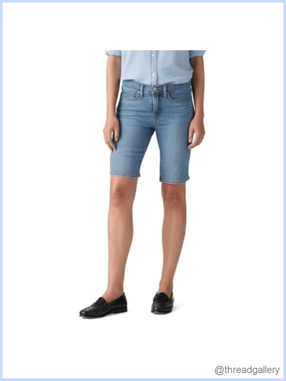 Levi's Shaping Bermuda Shorts Mid Rise Stretch Denim 10" Inseam Plus Size
